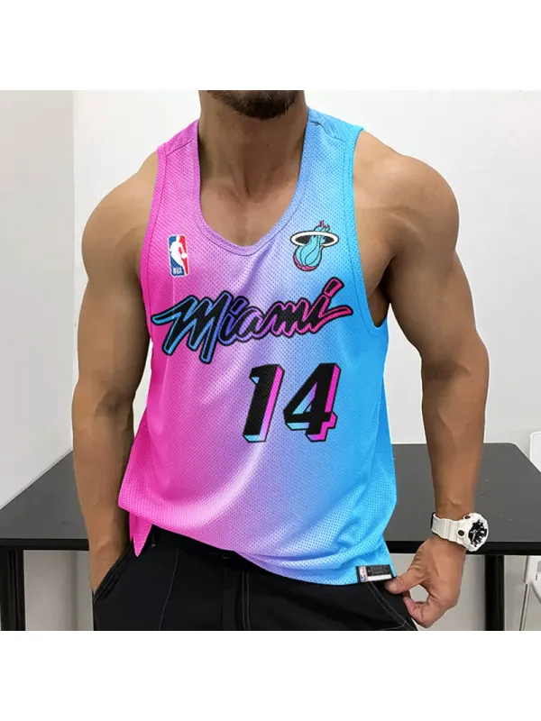 Men's Casual Mesh Vest Basketball Print Vest Breathable Sports Vest Heat Vest - Ootdmw.com 