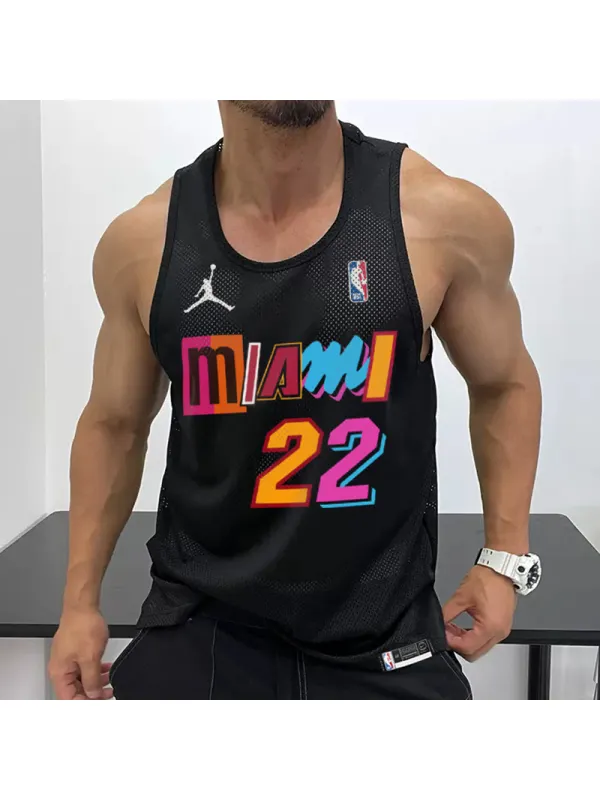 Men's Casual Mesh Vest Basketball Print Vest Breathable Sports Vest Heat Vest - Timetomy.com 