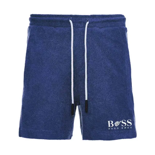 Men's Terry Towel Shorts Embroidered Vintage Pocket Outdoor Drawstring Shorts Only $30.99 - Elementnice.com 