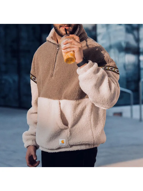 Kontrastfarbenes Wetshirt Aus Polarfleece Mit Reißverschluss Und Stehkragen Für Herren - Ootdmw.com 