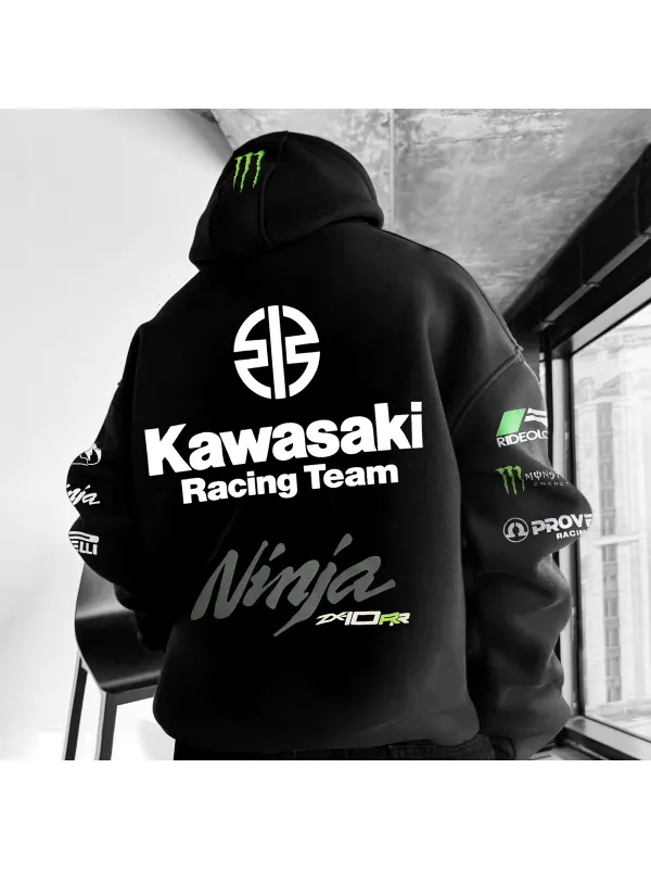Oversize Racing Graphic Print Hoodie - Shopyiyistories.com 