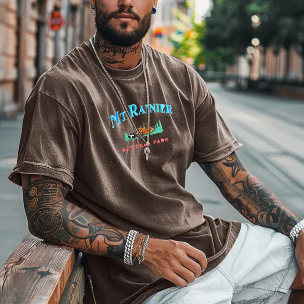 Unisex Vintage Mt Rainier National Park T-Shirt - Wayrates.com 