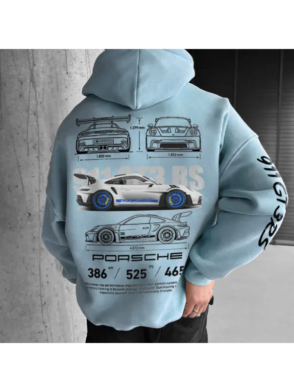 Oversized Racing Graphics Hoodie - Ootdmw.com 