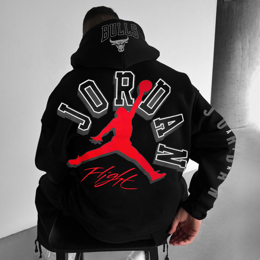 

Oversized Street Style Basketball Print Hoodie
