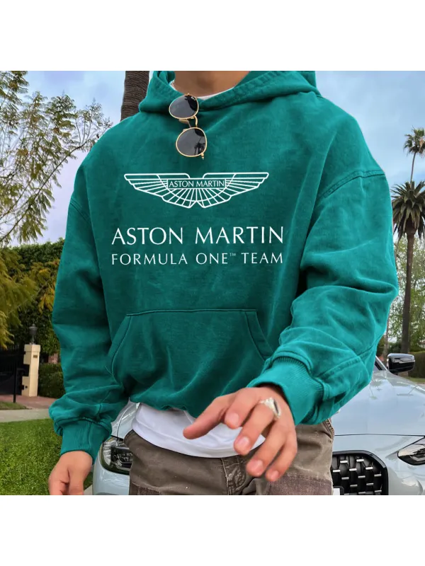 Oversized Hoodie Racing Graphic Print Hooded Sweatshirt Aston Martin Hoodie - Ootdmw.com 