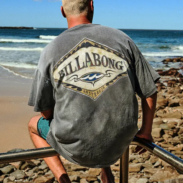 Oversized Retro Casual Print Surf T-Shirt - Yesunshine.com 