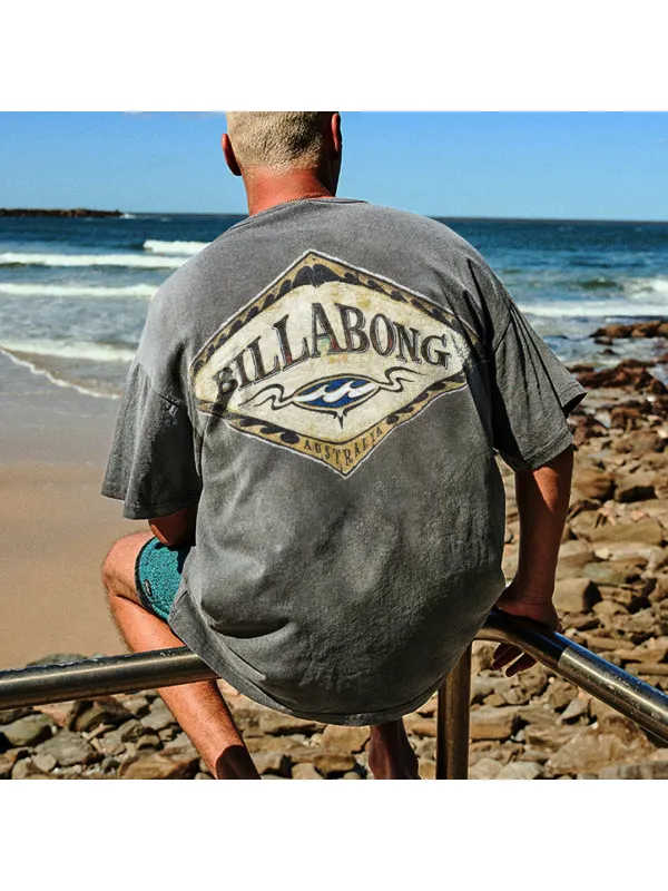 Oversized Retro Casual Print Surf T-Shirt - Shopyiyistories.com 