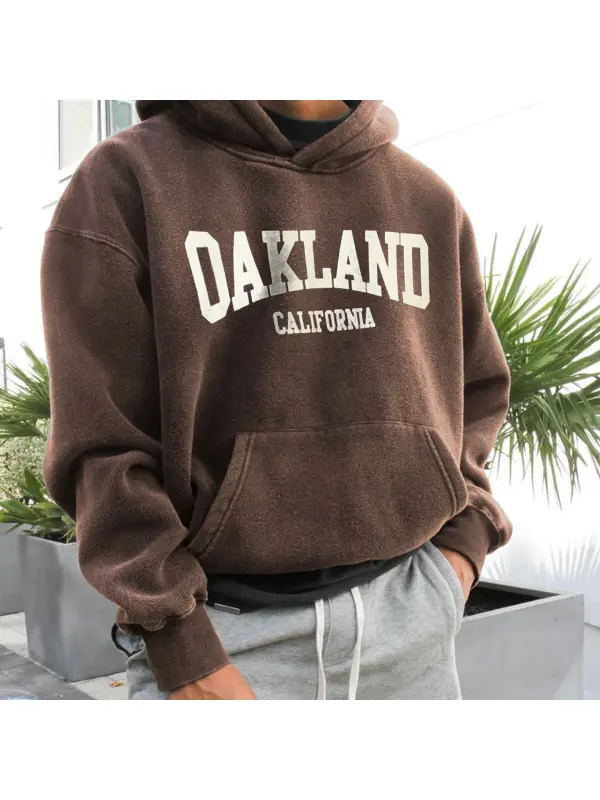 Retro Men's OAKLAND Casual Print Hoodie - Shopyiyistories.com 