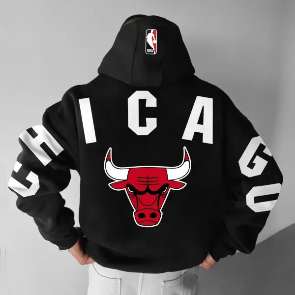 Oversized Street Style Basketball Print Hoodie Chicago Chicago Basketball Print Hoodie - Yiyistories.com 