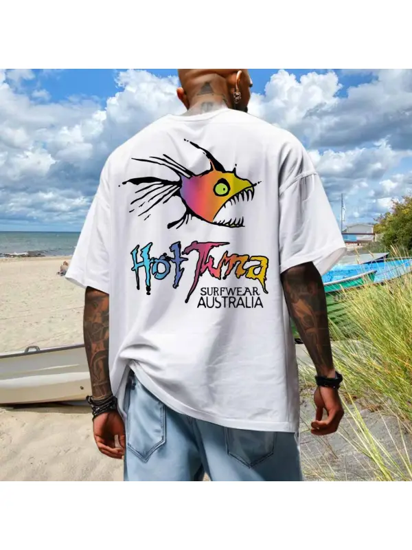 Men's Australia Surf Poster Beach Loose Short Sleeve Oversized T-Shirt - Shopyiyistories.com 