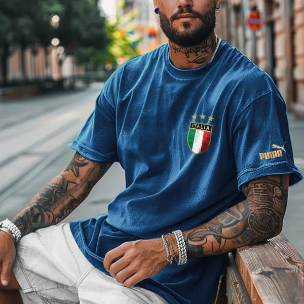 Unisex Vintage Italian Football Print T-Shirt - Wayrates.com 