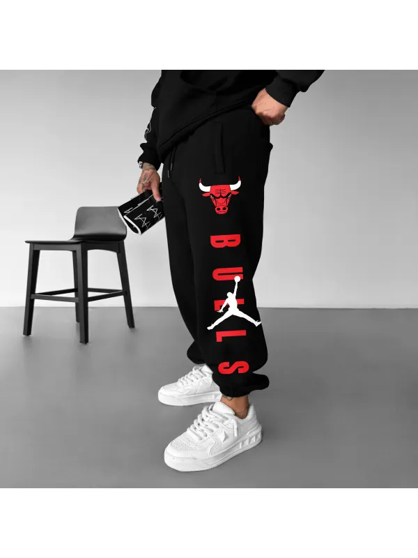 Men's Street Style Basketball Print Sweatpants Chicago Basketball Print Sweatpants - Ootdmw.com 