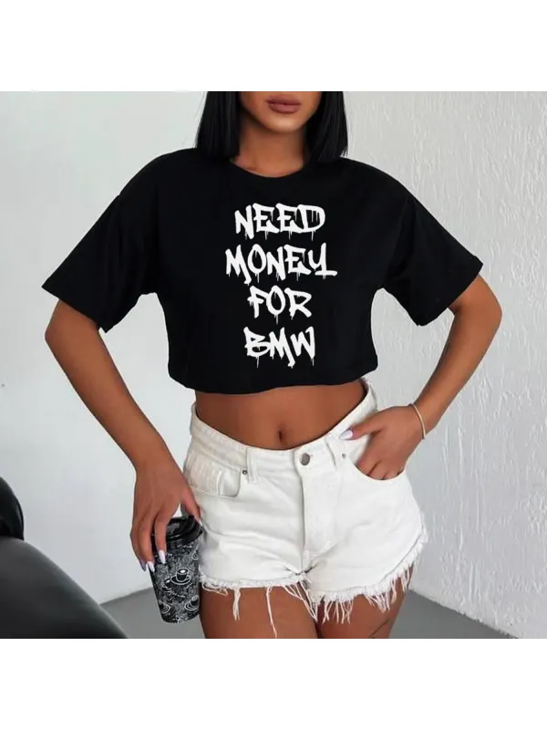 Casual Letter Printed Short T-shirt - Ootdmw.com 