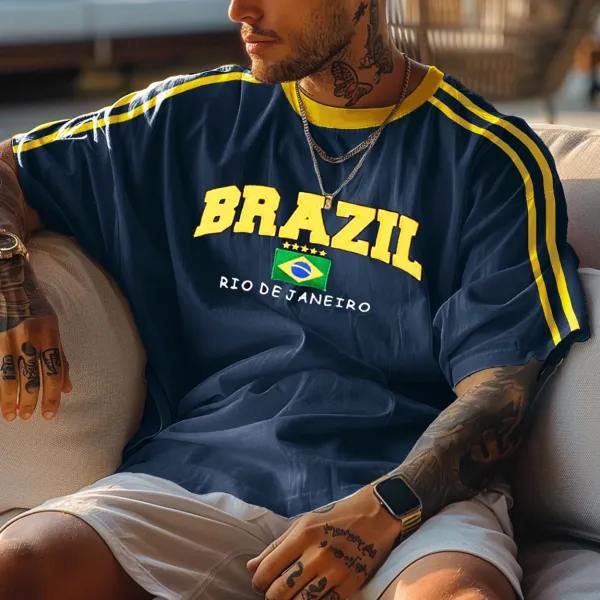 Unisex Retro Brazilian Football Y2K Oversized T-Shirt - Wayrates.com 