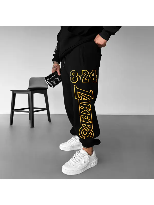 Men's Street Style Basketball Print Sweatpants Number 24 Sweatpants - Anrider.com 
