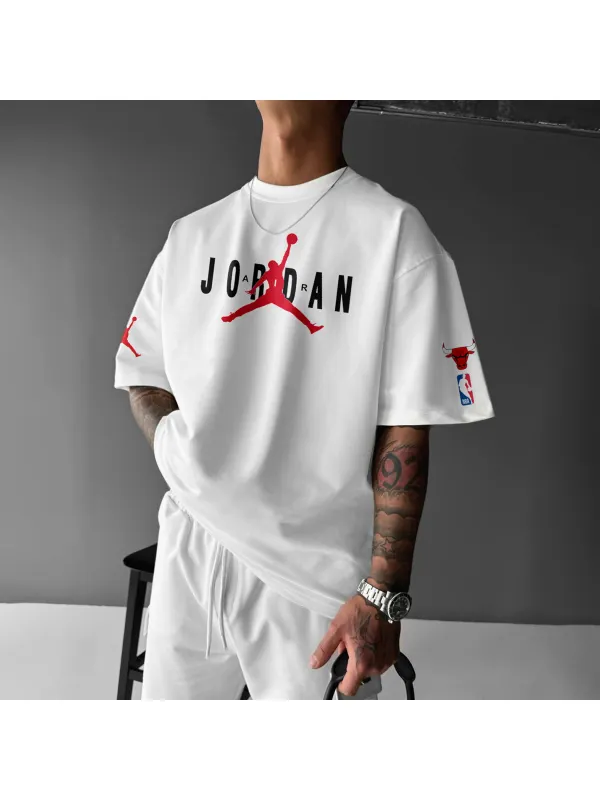 Oversized Street Style Basketball Print Tee - Anrider.com 