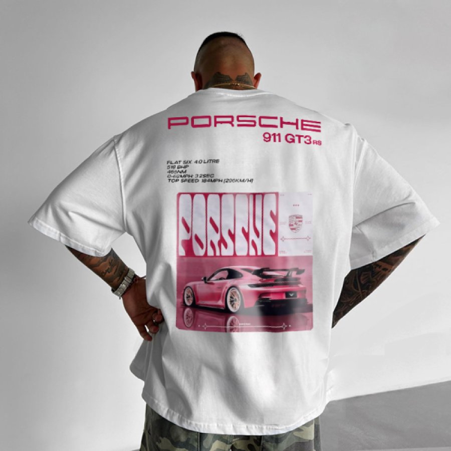 

Oversized Men's Racing Graphic T-Shirt
