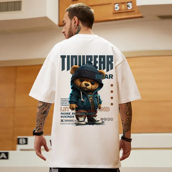 Casual Bear Back Printed T-shirt - Dozenlive.com 