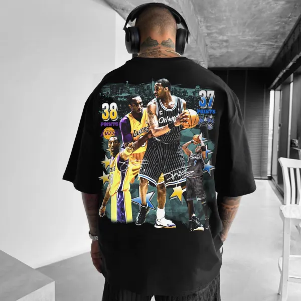 Men's Loose Retro Basketball Design T-shirt - Spiretime.com 