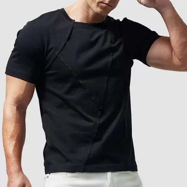 Men's Casual Diamond Pattern Slim Fit Cotton T-shirt - Spiretime.com 