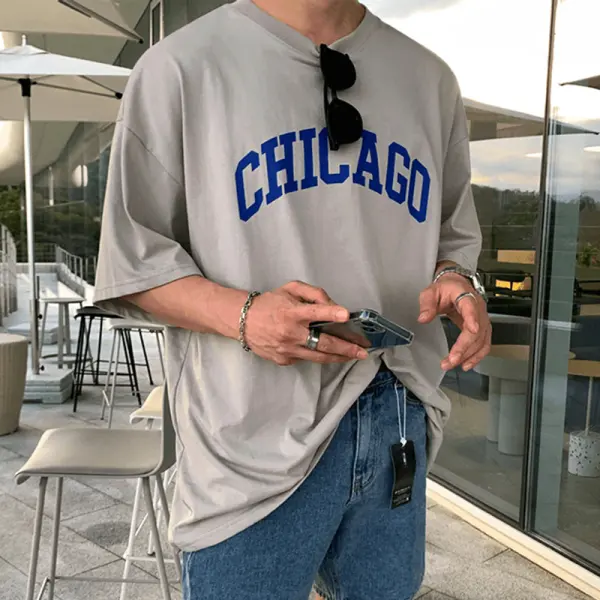 Men's Casual Chicago Cotton T-Shirt - Dozenlive.com 