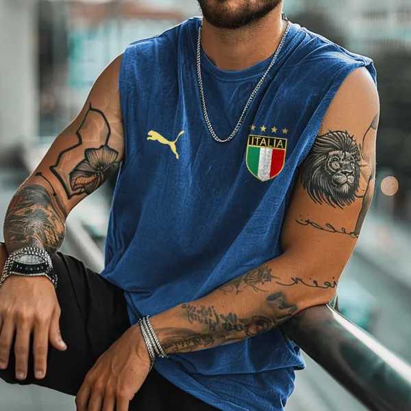 Unisex Vintage Italy National Team Sleeveless Tank Top - Wayrates.com 