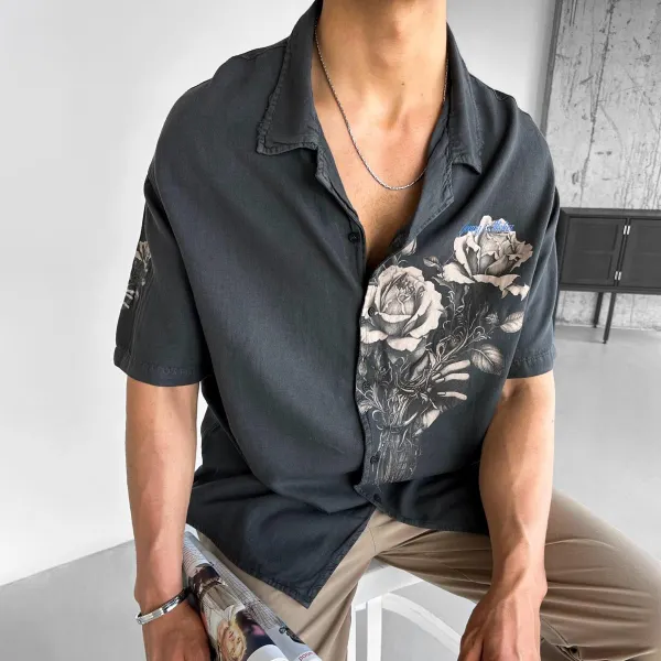 Oversized Young Atelier Printed Floral Shirt - Nicheten.com 