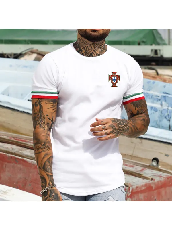 Men's CasualPortuguese Print Football Team T-shirt - Timetomy.com 