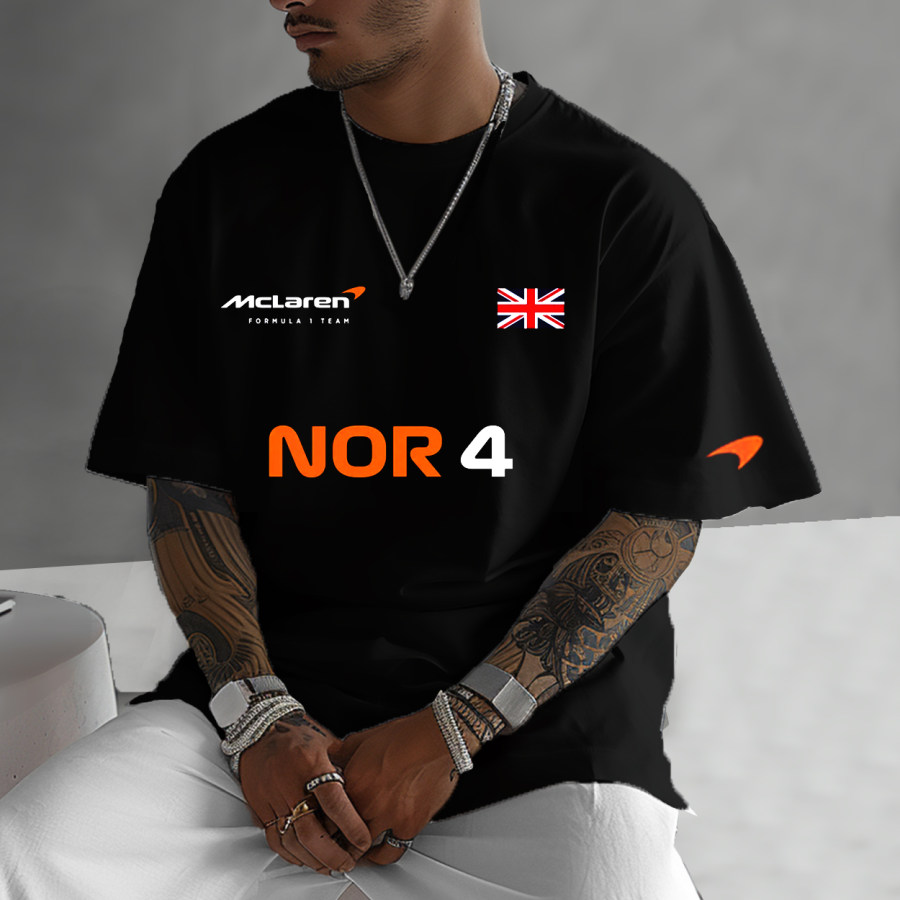 

Men's Oversized Lando Norris England And Mclaren Racing Team T-Shirt