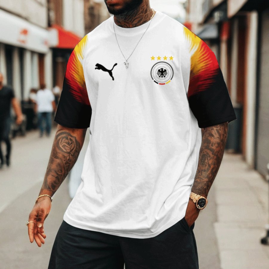 

Men's Football Race DFB 2024 Germany Loose Short Sleeve Oversized T-Shirt