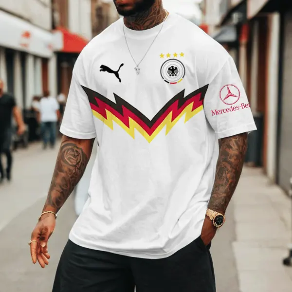 Men's Football Race DFB 2024 Germany Loose Short Sleeve Oversized T-Shirt - Wayrates.com 