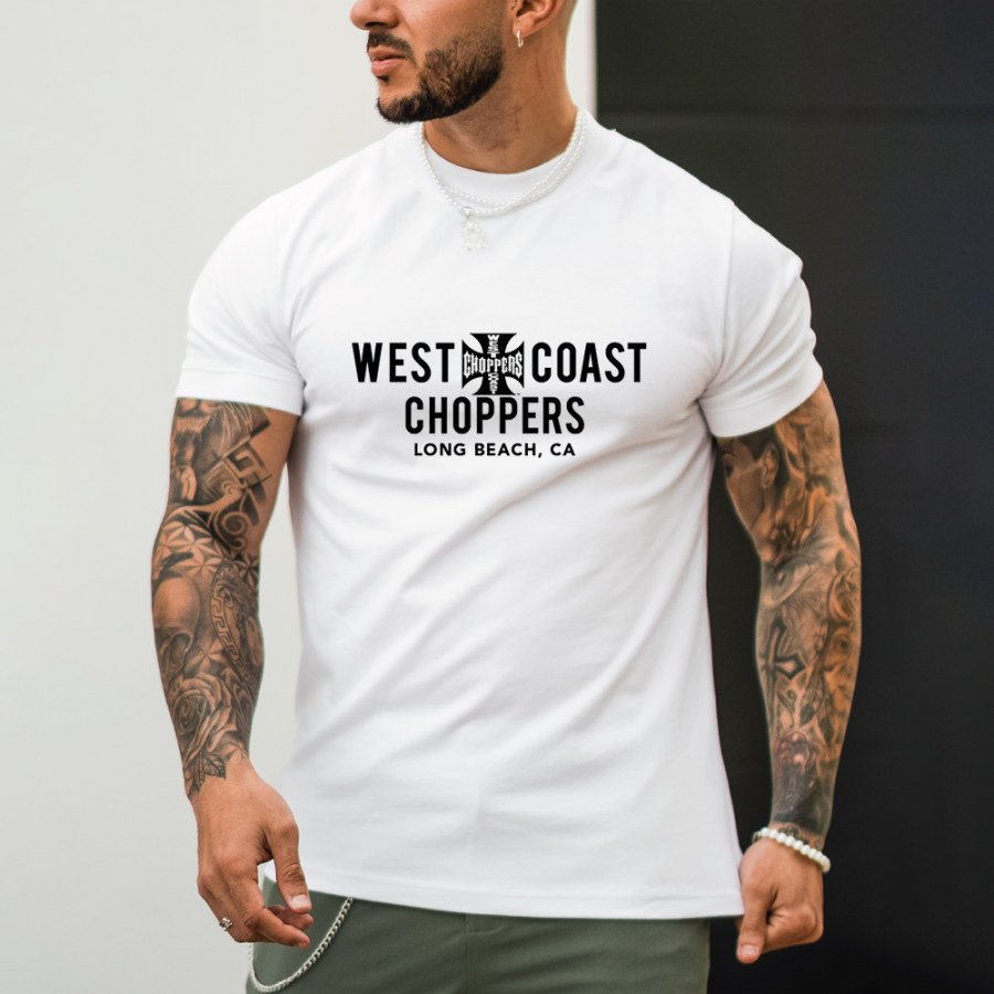 

Retro West Coast Helicopter Print Casual T-Shirt