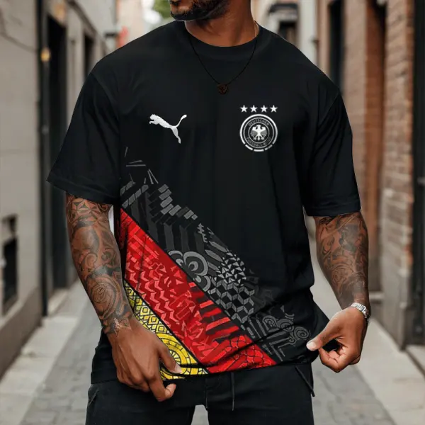 Men's Football Race 2024 Germany Loose Short Sleeve Oversized T-Shirt - Cotosen.com