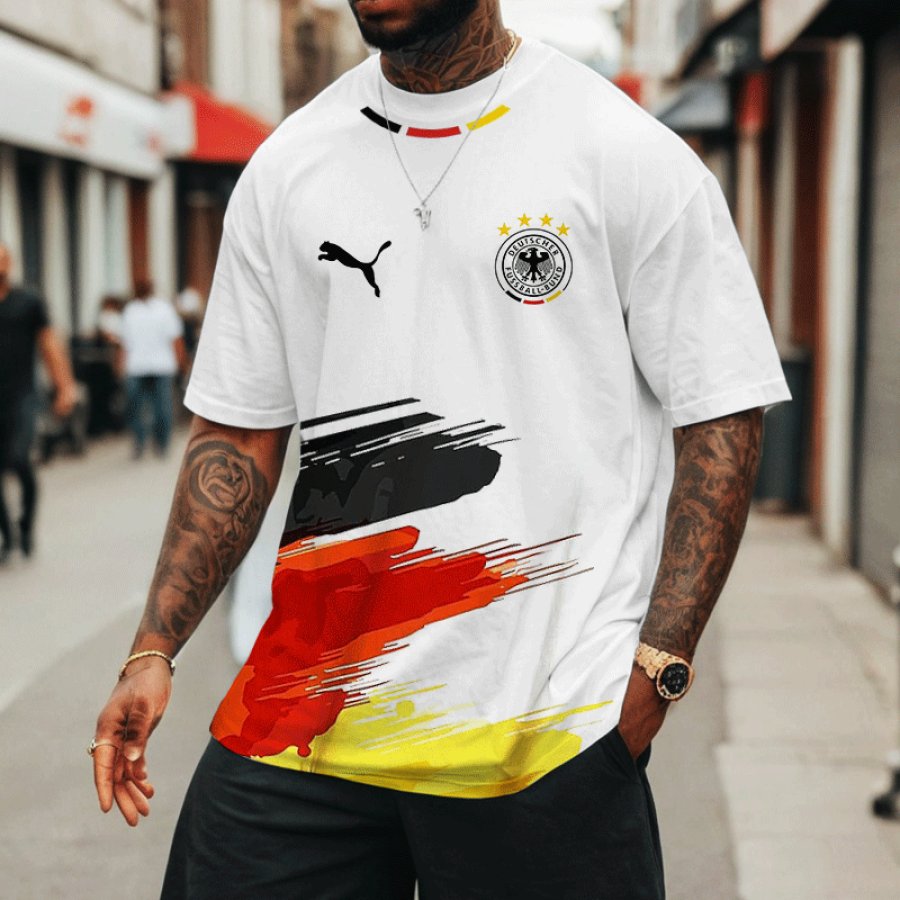 

Men's Football Race DFB 2024 Germany Loose Short Sleeve Oversized T-Shirt