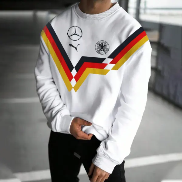 Men's Football Race Germany Printed Crew Neck Pullover Sweatshirt - Dozenlive.com 
