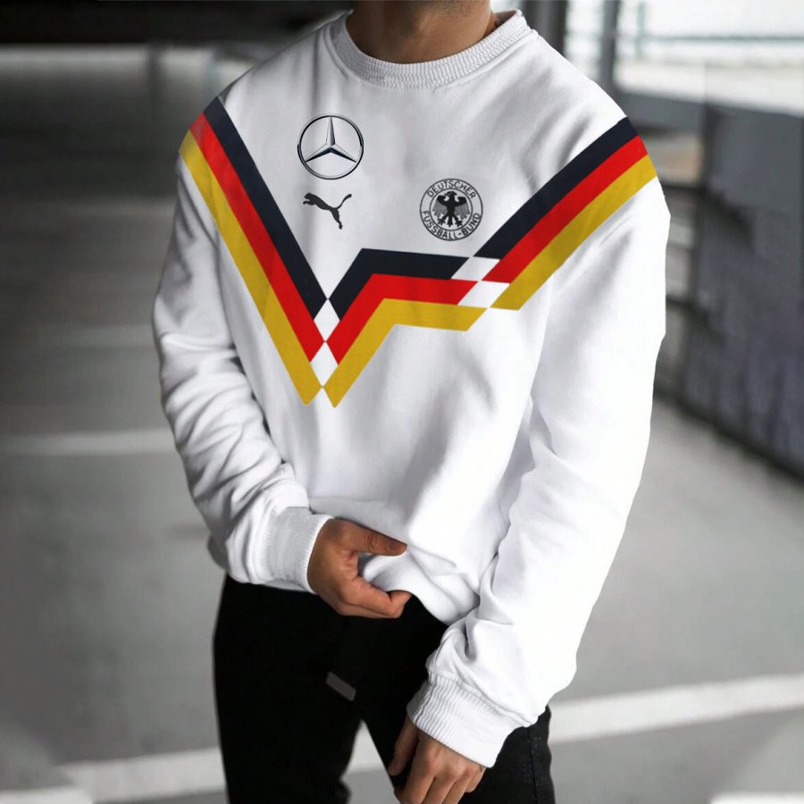 

Men's Football Race Germany Printed Crew Neck Pullover Sweatshirt