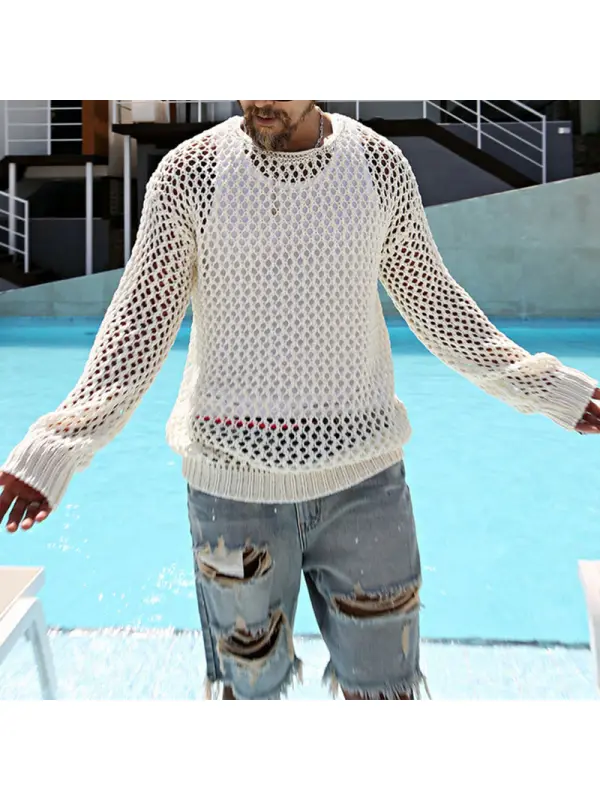 Men's Knit Long Sleeve Sleeve Top - Aptkoi.com 