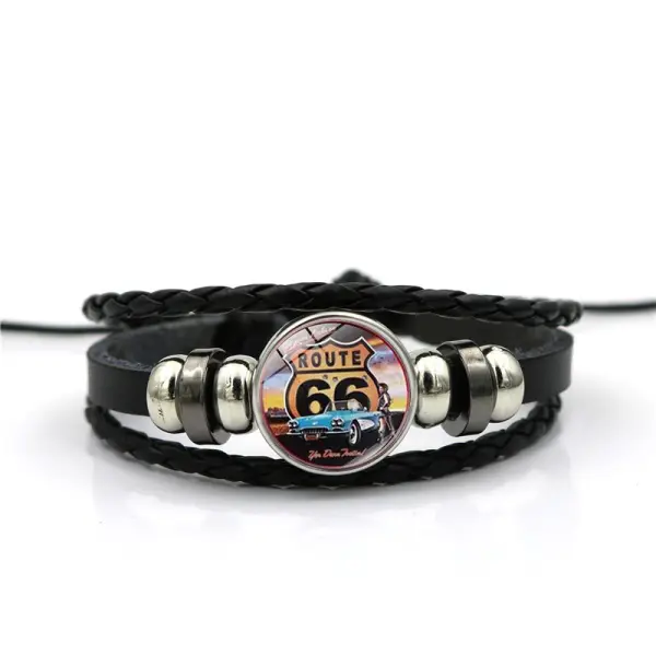 American Classic Route 66 Time Beaded Hand Woven Bracelet - Dozenlive.com 