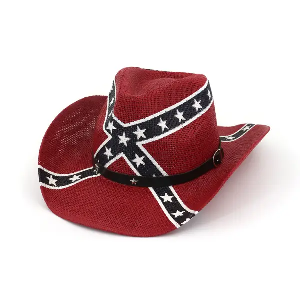 American Flag Vintage Western Cowboy Straw Hat - Dozenlive.com 