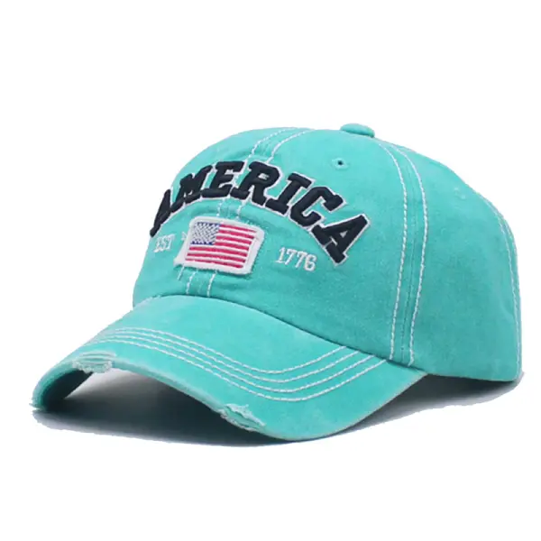 Men's Women's American Flag Embroidered Washed Retro Cap - Dozenlive.com 