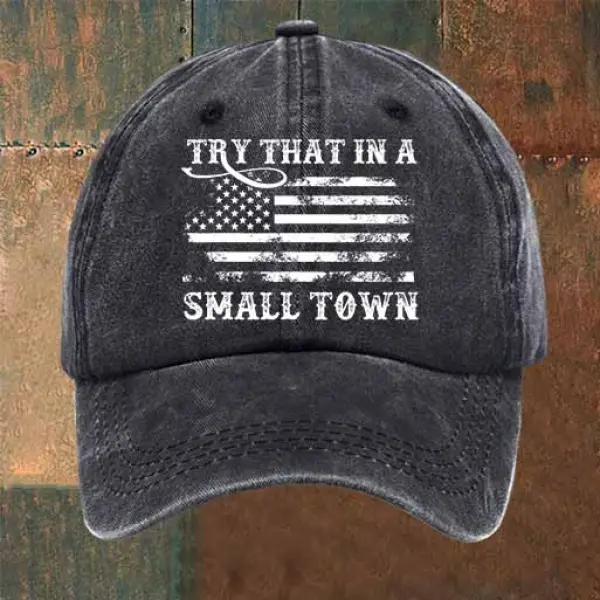 Washed Cotton Sun Hat Vintage Try That In A Small Town Country Music American Flag Outdoor Casual Cap - Dozenlive.com 