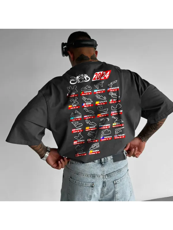 Motorcycle Race Track Printed Casual T-shirt - Anrider.com 