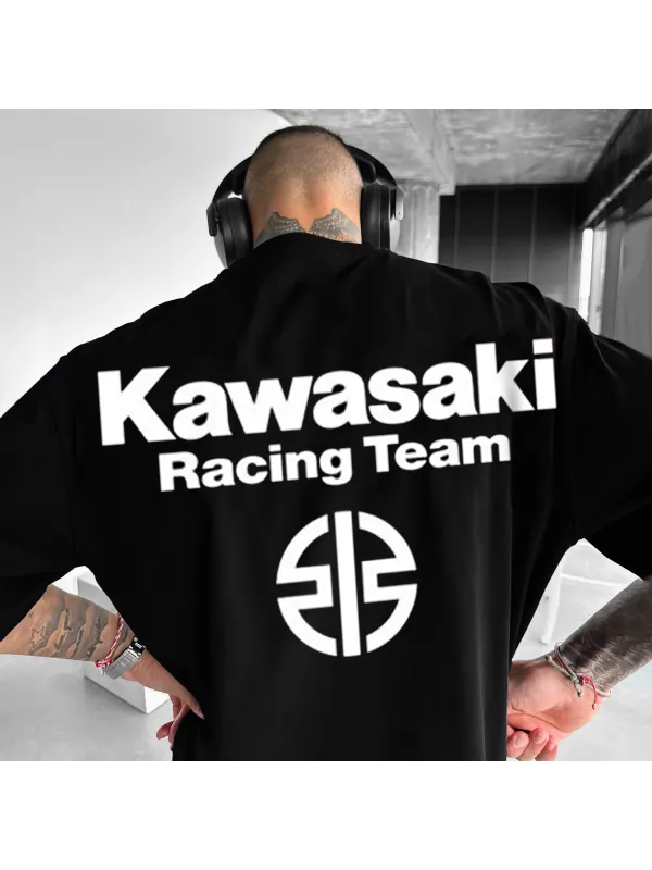Motorcycle Lettering Printed Casual T-shirt - Ootdmw.com 