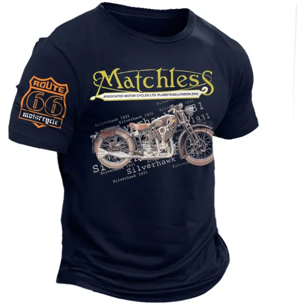 Men's Vintage Motorcycle Gasline Oil Route 66 Road Trip Short Sleeve T-Shirt - Dozenlive.com 