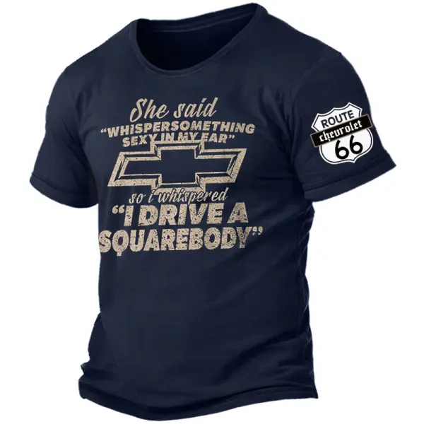 I Drive A Squarebody Men's Vintage Jeep Route 66 Road Trip Short Sleeve T-Shirt - Dozenlive.com 