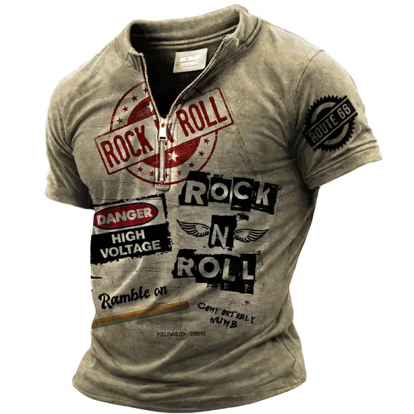 Men's Vintage Rock Route 66 Road Trip Short Sleeve T-Shirt - Dozenlive.com 