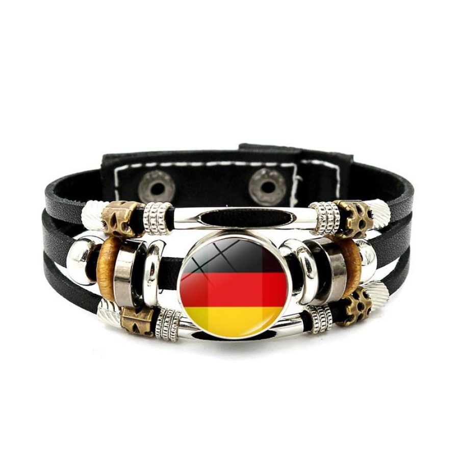 

German Flag Spain Italy France Portugal Turkey Football Bracelet Fans Vintage Leather Bracelet