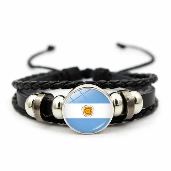 Argentina Canada United States Mexico Flag Football Leather Bracelet - Wayrates.com 