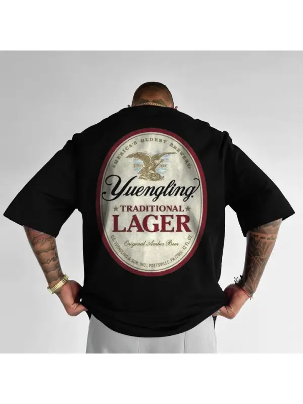 Men's Beer Drink Casual Oversized T-Shirt - Anrider.com 
