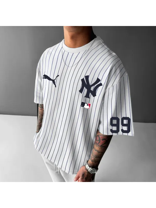 Men's Baseball Stripe Casual T-Shirt - Aptkoi.com 